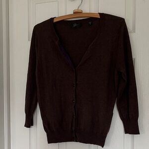 Elegant Dark Brown Cardigan 3/4 Sleeves